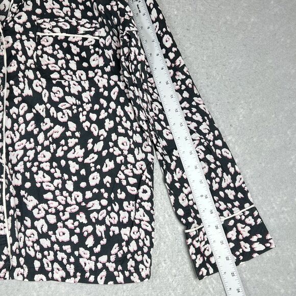 Victoria's Secret Pajamas Womens Medium Black Pink Leopard Shirt Shorts PJ Set - Picture 6 of 12